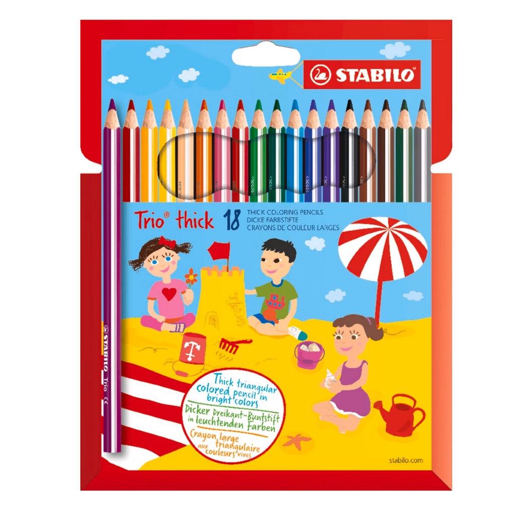 STABILO Trio Coffret en carton avec 18 crayons de couleur larges