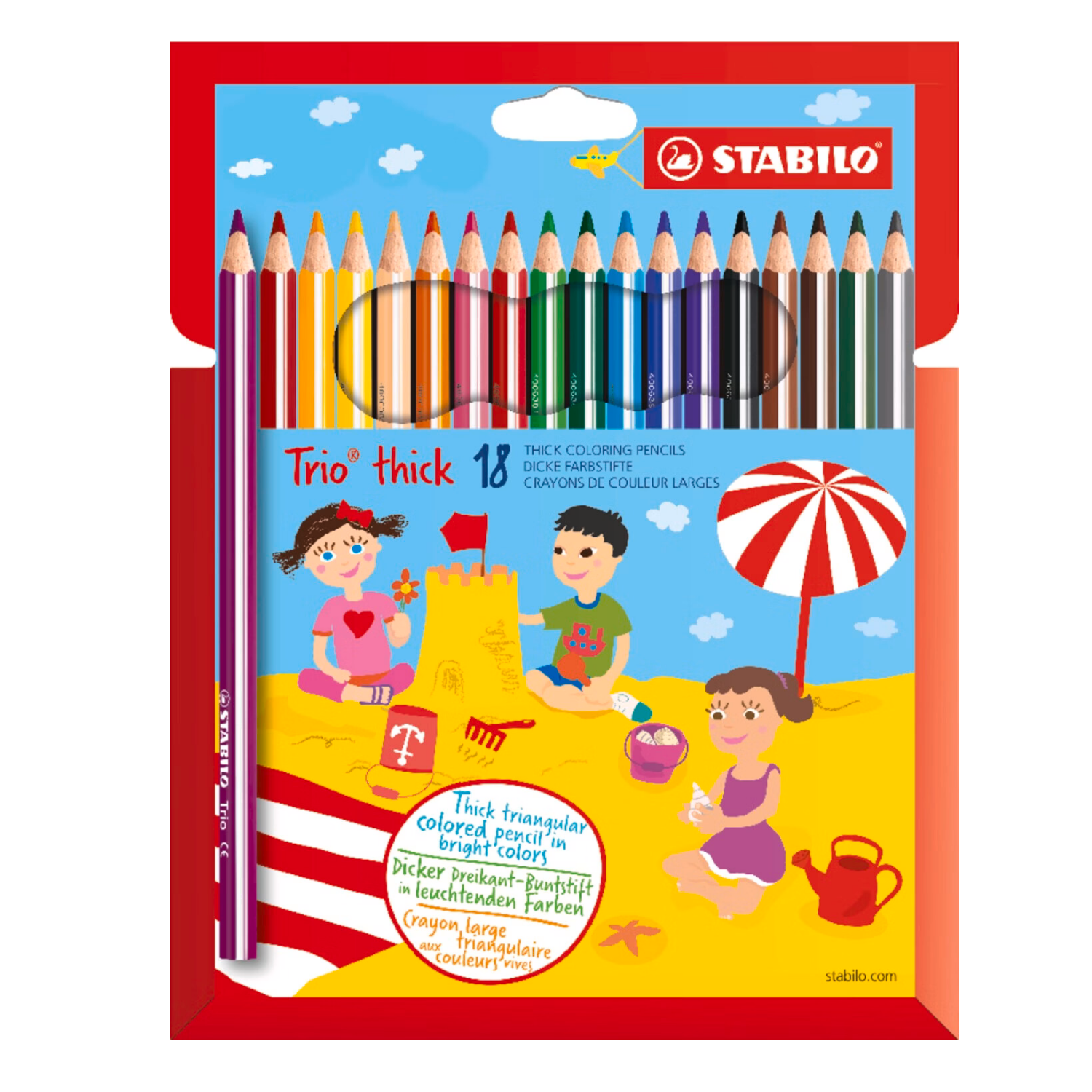 STABILO Trio Coffret en carton avec 18 crayons de couleur larges