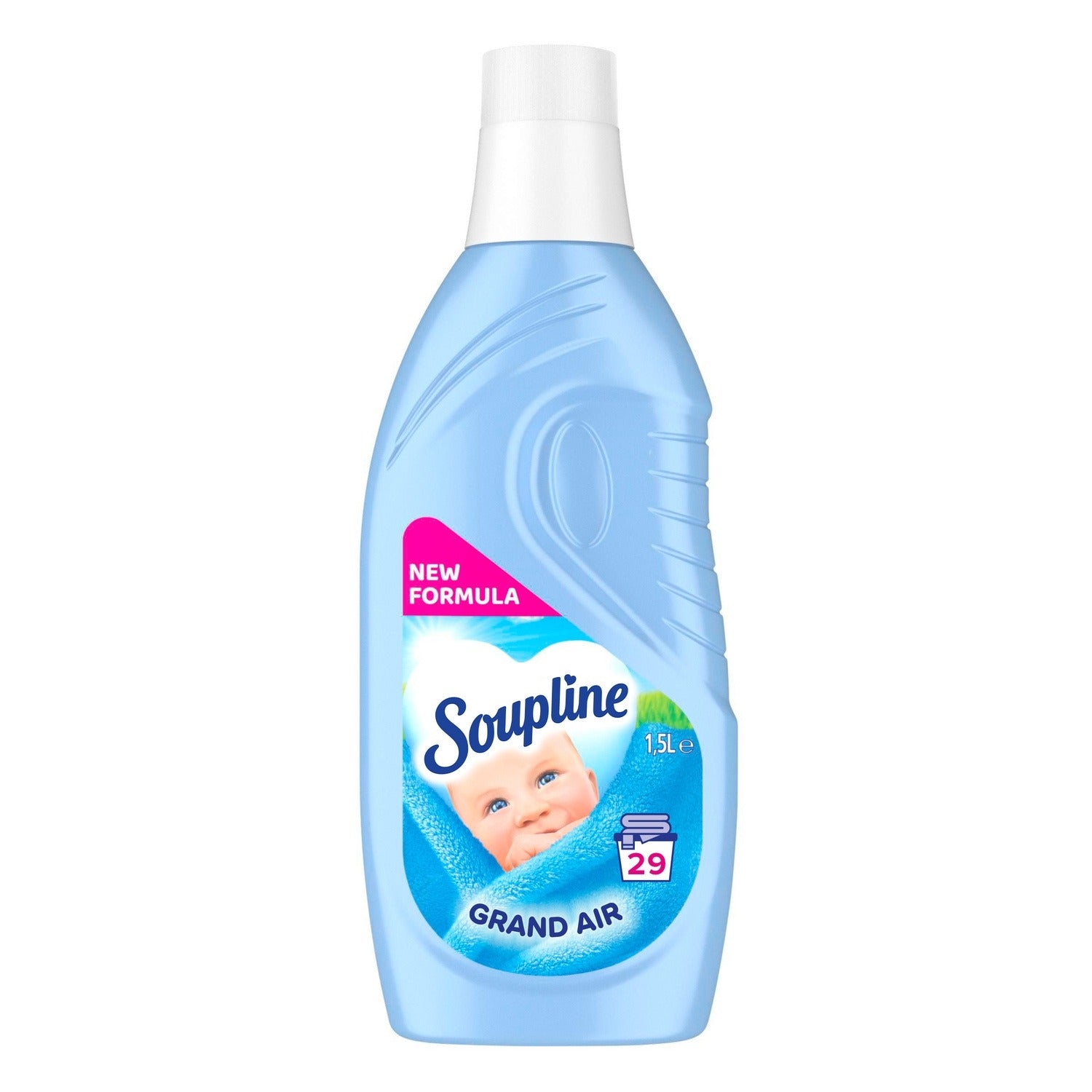 SOUPLINE Blue Grand Air Adoucissant, Fraîcheur Longue Durée, 29 Lavages, 1,5 L