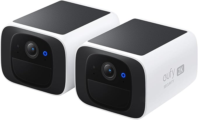 eufy Security, Caméra de Surveillance Extérieure Sans Fil WiFi eufy SoloCam S220, Pack de 2, Résolution 2K, Compatible Alexa, Wi-Fi 2.4 GHz, Sans Frais Mensuels