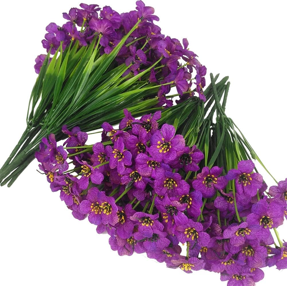 Yuejia Lot de 4 fleurs artificielles 13 po/33 cm pour extérieur, fleurs artificielles en plastique résistantes à la décoloration, plantes artificielles pour décoration