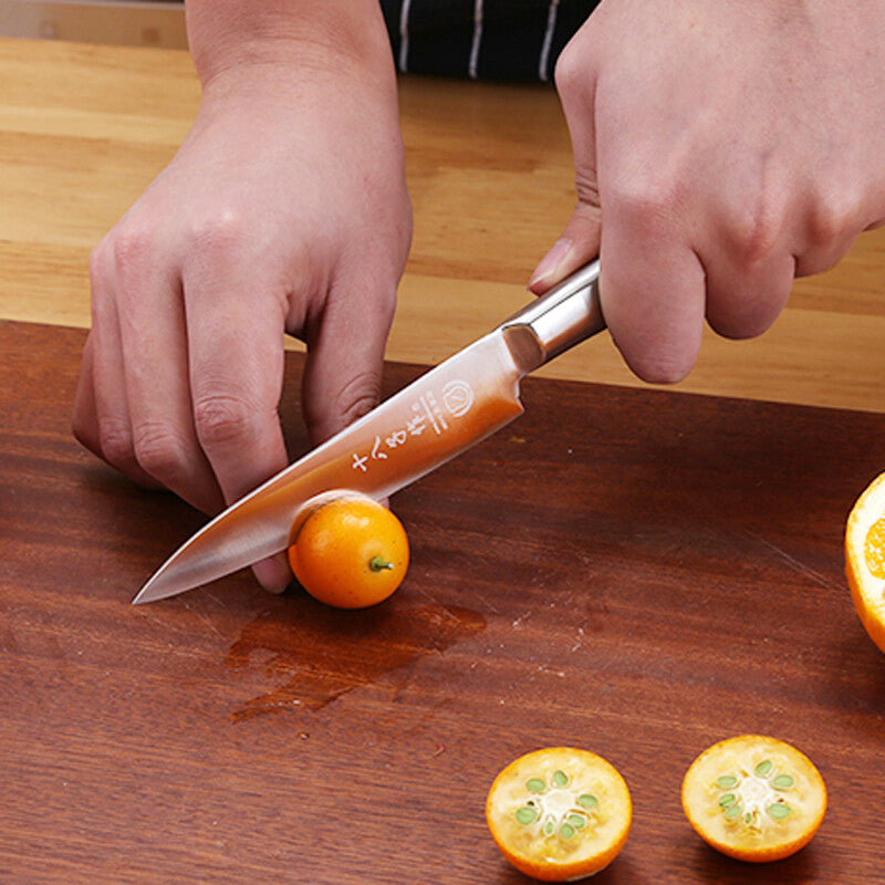 SHI BA ZI ZUO Couteau à fruits en acier inoxydable, manche unique, ensemble cadeau, couteau à éplucher les melons domestique