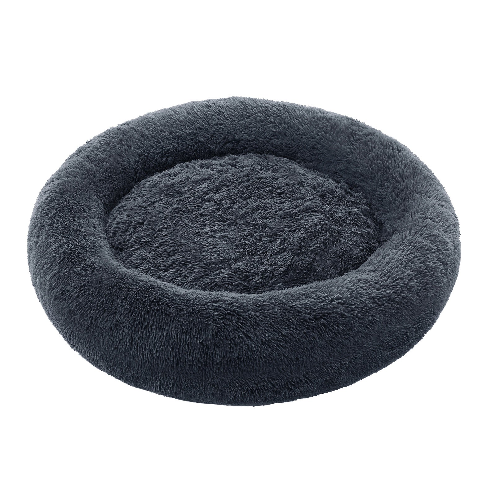 JOYFURNOS Panier donut apaisant moelleux pour chien avec housse amovible lavable Gris foncé