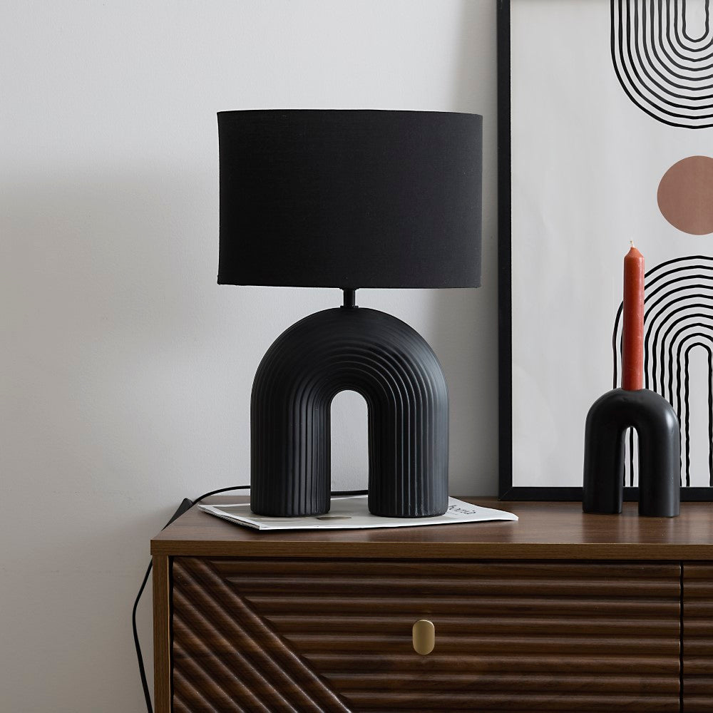 HOME DECO FACTORY Lampe archi en céramique noire