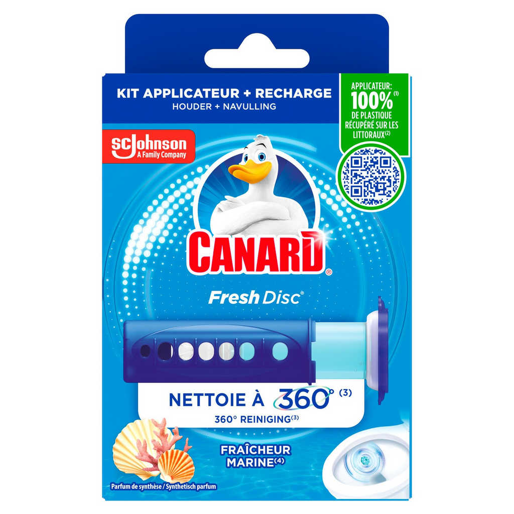CANARD Fresh Disc Gel WC nettoyant et parfumant applicateur + 1 recharge anticalcaire Marine