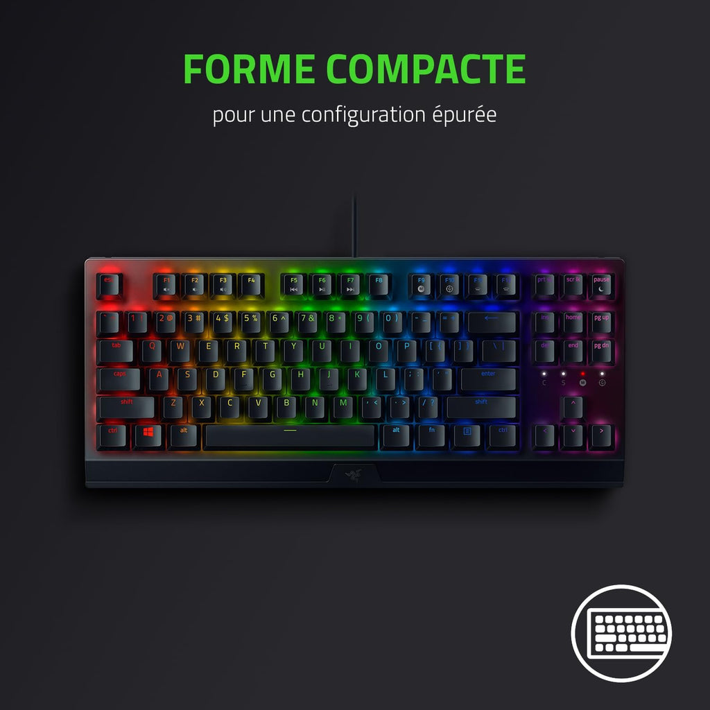 Razer BlackWidow V3 Tenkeyless Clavier Gaming mécanique (Switch Vert) - AZERTY - Noir