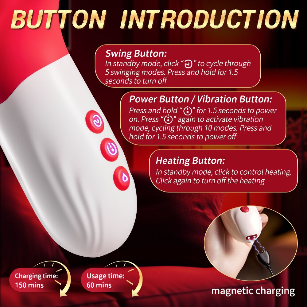 AAV 3-in-1 Zungen-Vibrator Sexspielzeug für Frauen, 23,1 cm, 1 Stück, Rot-Weiß, mit 10 Zungen-Leck-Modi, 5 Schwing-Modi & Heizfunktion, IPX6 wasserdicht, leise & wiederaufladbar