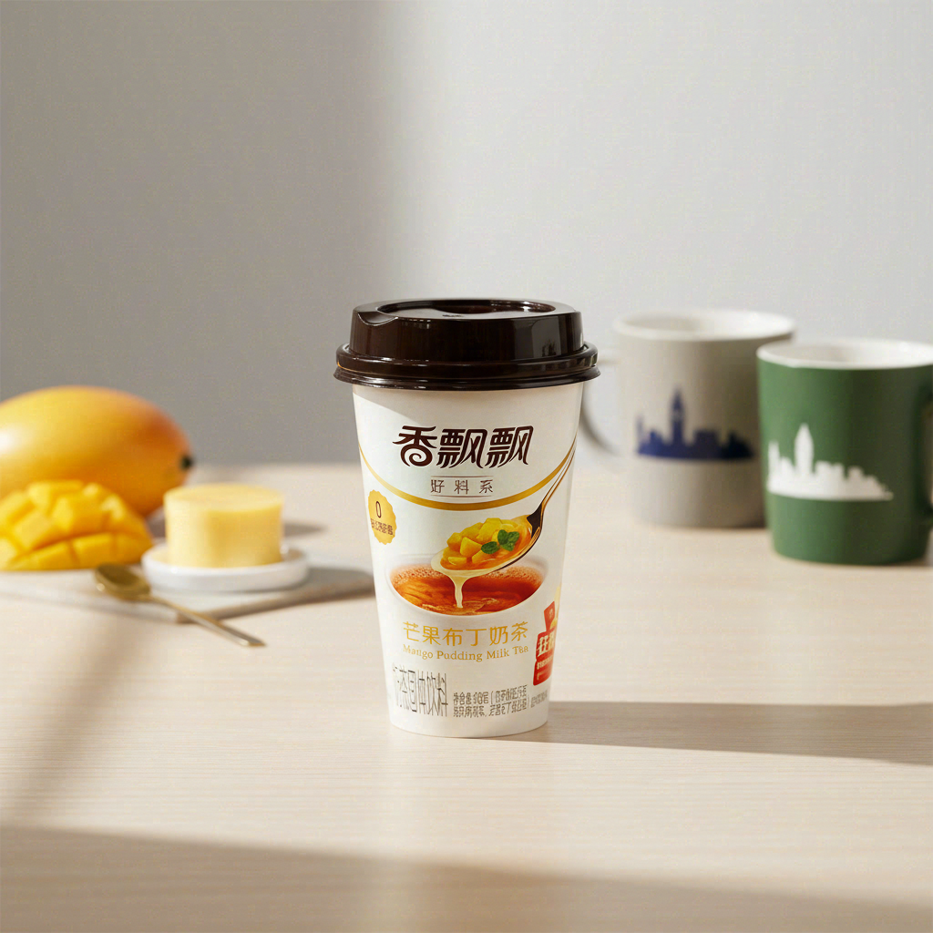 Xiang Piao Piao Thé au lait à la mangue avec pudding, avec édulcorants, 80 g