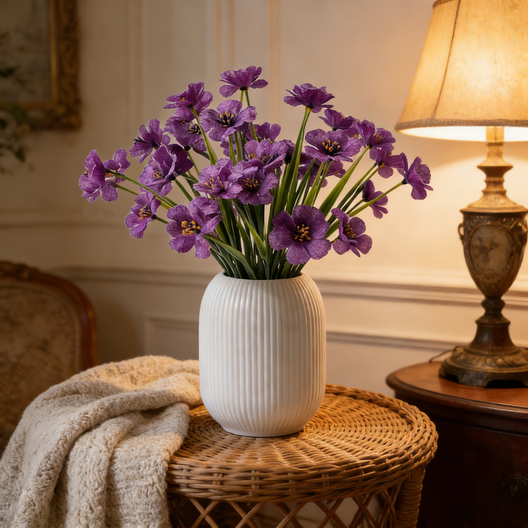 Yuejia Lot de 4 fleurs artificielles 13 po/33 cm pour extérieur, fleurs artificielles en plastique résistantes à la décoloration, plantes artificielles pour décoration
