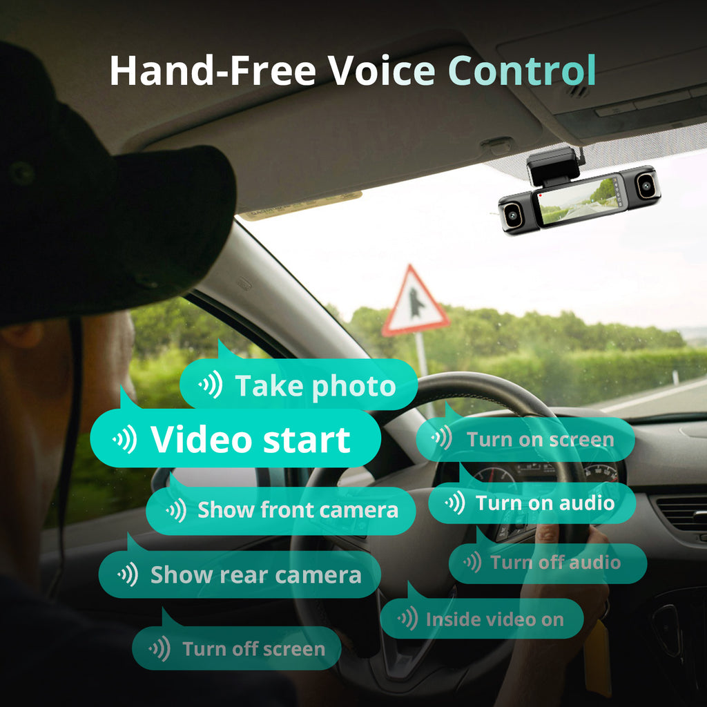 Botslab Dashcam 3K à 4 canaux, vision à 560° sur tous les côtés, caméra intérieure avant et arrière avec écran tactile de 3,18 pouces, mode parking 24h/24 et 7j/7, GPS intégré