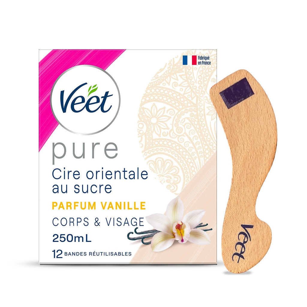 Veet PURE Cire Orientale pour le Corps et le Visage aux Huiles Essentielles Vanille Florale - 250 ml