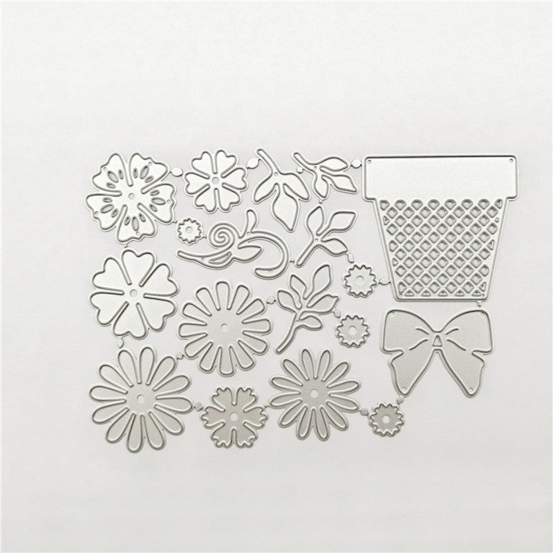 WhereHike Matrices de découpe en métal fleur et feuille, Gabarit de pochoir cadre à fond de feuilles