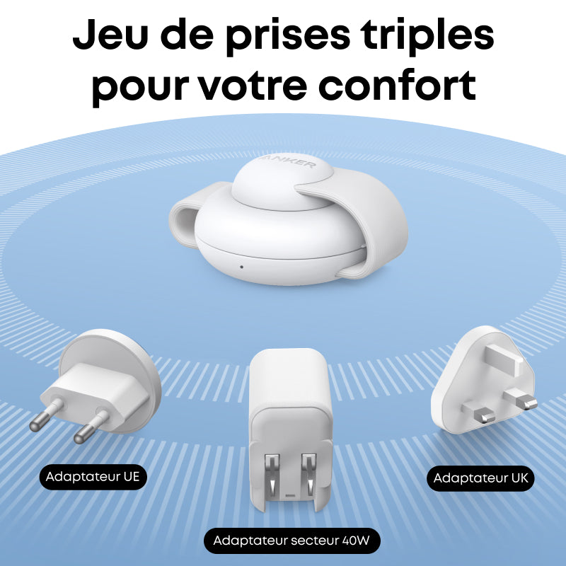 Anker MagGo station de charge sans fil 3 en 1, compatible MagSafe, certifiée Qi2 15W, chargeur de voyage pliable, pour iPhone 17/16/15/14, AirPods, Apple Watch (chargeur USB-C inclus)