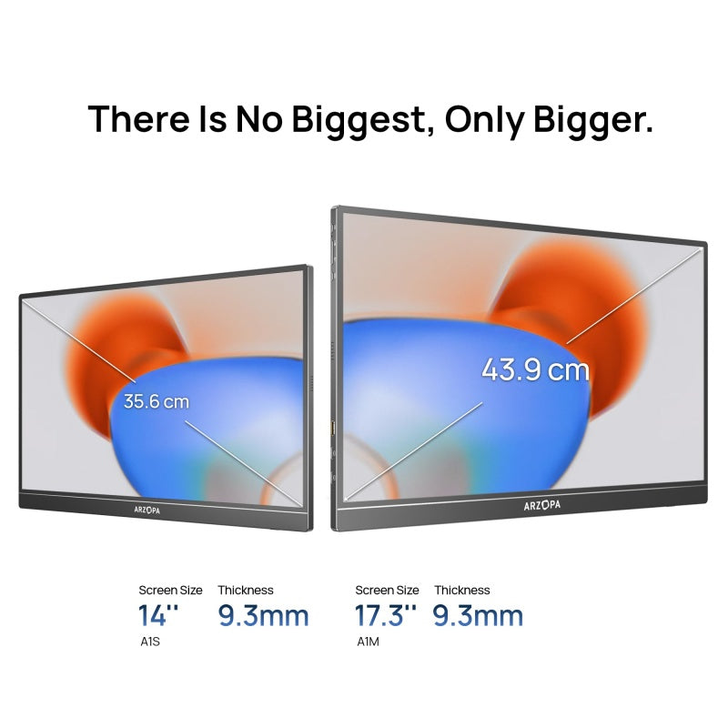 ARZOPA A1M Moniteur portable 17,3 pouces, grand écran portable avec affichage IPS HDR Full HD et pied, parfait comme second écran USB-C et HDMI pour ordinateur portable, PC, smartphone, PS5, Xbox