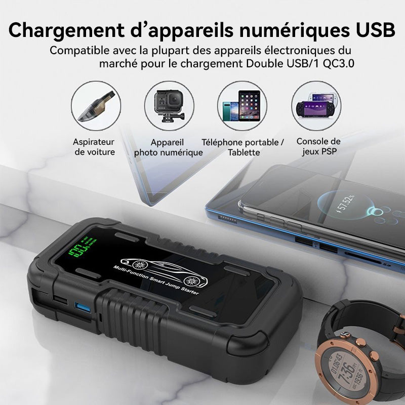 Démarreur de Voiture Porbi S903 2000A Peak Bloc d'Alimentation de Démarreur Portable, Booster de Batterie 20000mAh pour Véhicules Essence et Diesel 12V, SUV, Fourgonnette et Moto