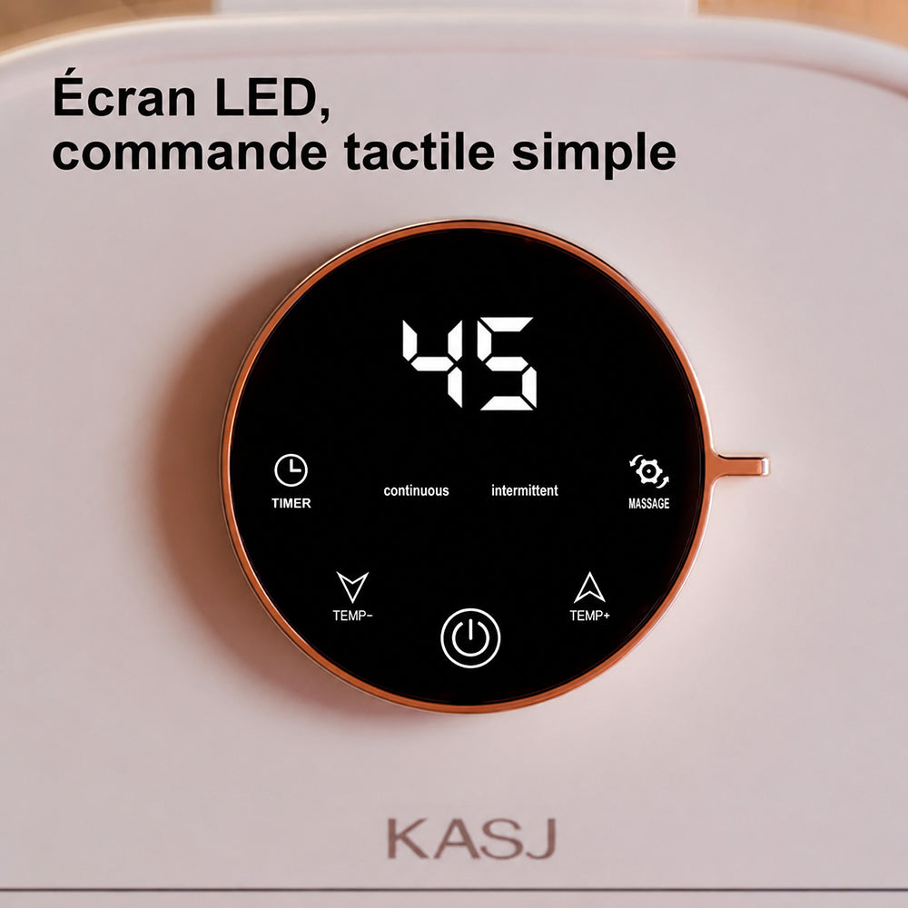 KASJ T6 Masseur de Bain de Spa pour Pieds Électrique avec 4 Rouleaux Rotatifs & 2 Points d'Acupuncture pour les Talons – Température Réglable, Minuterie, Roulettes de Déplacement Faciles & Vidange Rapide pour le Soulagement du Stress
