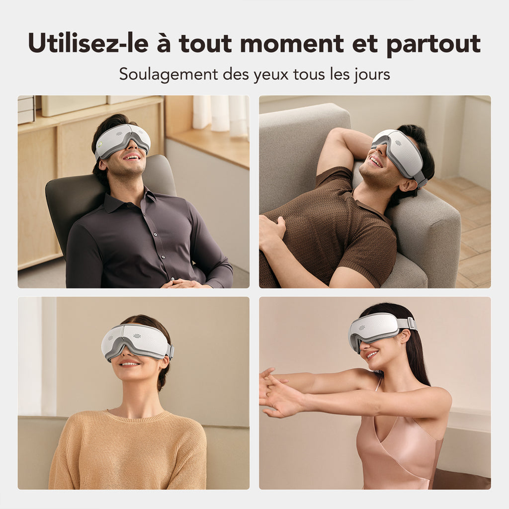 SKG ES300 Masseur oculaire Massage chauffant par coussin d'air - léger, douillet et merveilleusement confortable Soulage la fatigue oculaire Cadeau pour l'être aimé