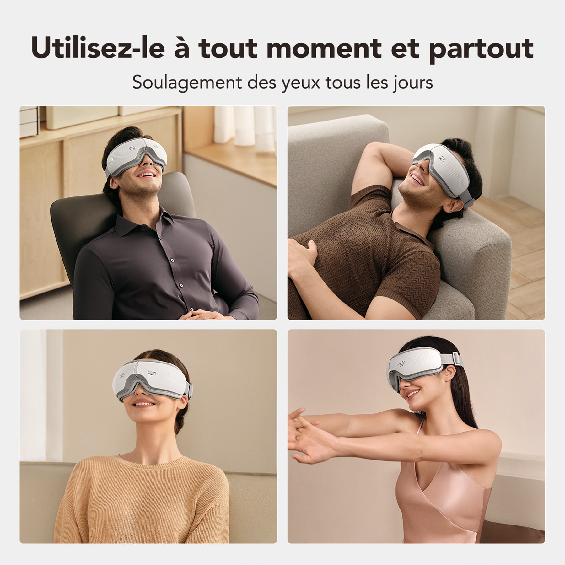 SKG ES300 Masseur oculaire Massage chauffant par coussin d'air - léger, douillet et merveilleusement confortable Soulage la fatigue oculaire Cadeau pour l'être aimé