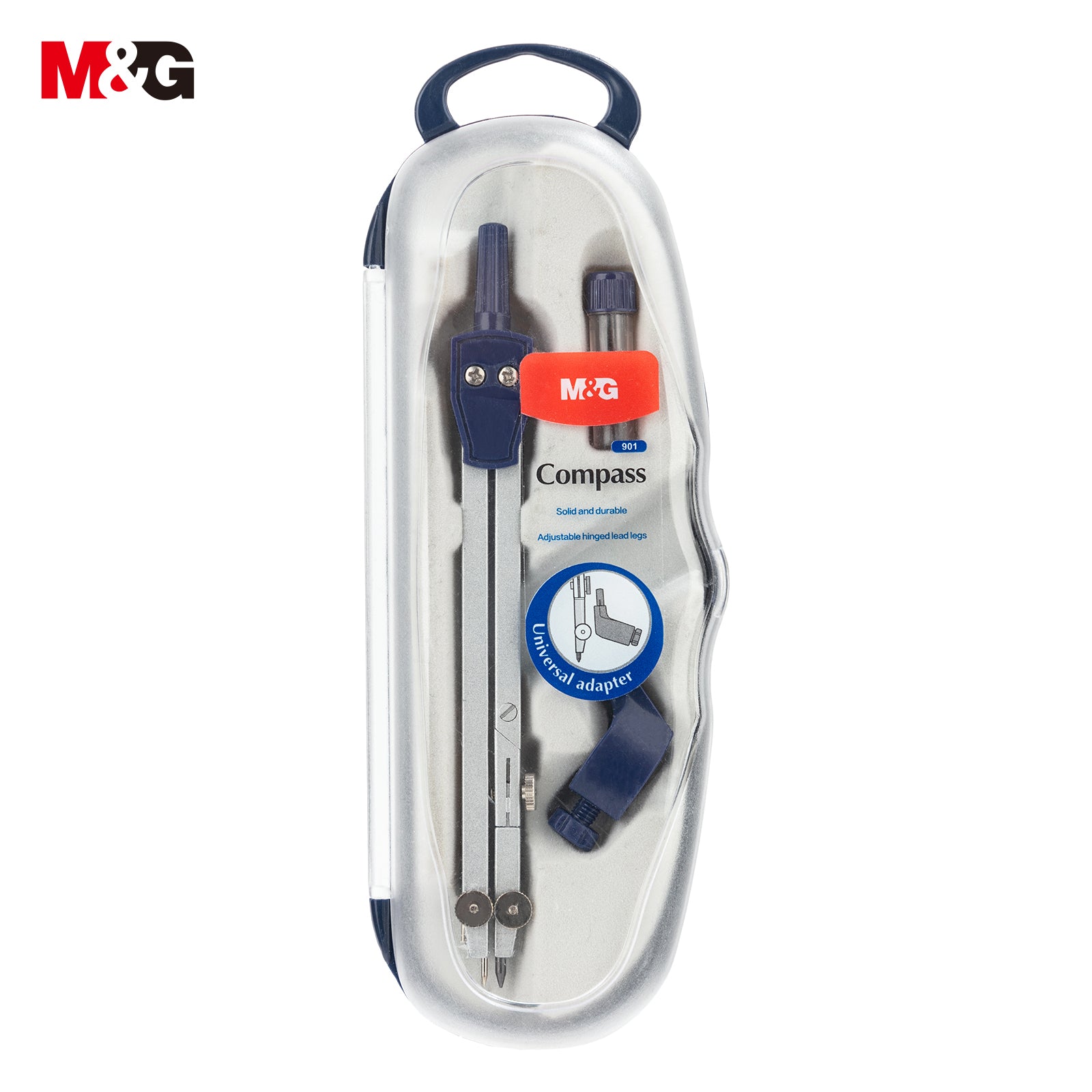 M&G Set de compas de géométrie en métal avec adaptateur universel et boîte de rangement, diamètre maximal 36 cm, compas de dessin professionnel pour école, mathématiques et dessin technique