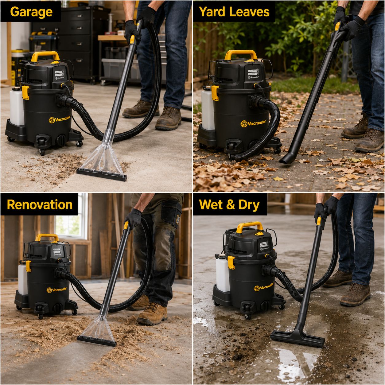 Vacmaster VK1323PFR Nettoyeur eau et poussière 1300 W, 23 L - 3-en-1 : aspire, lave et sèche tapis, canapés, tissus d’ameublement et intérieurs de voiture