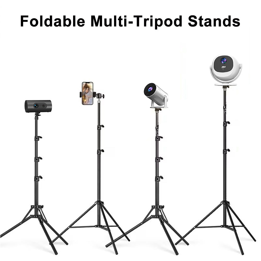 Support de Projecteur 1,6 m Trépied Pliable à l'Envers en Métal avec Support de Téléphone Mobile Intégré, Support de Sol Réglable Multifonctionnel Compatible avec Projecteur
