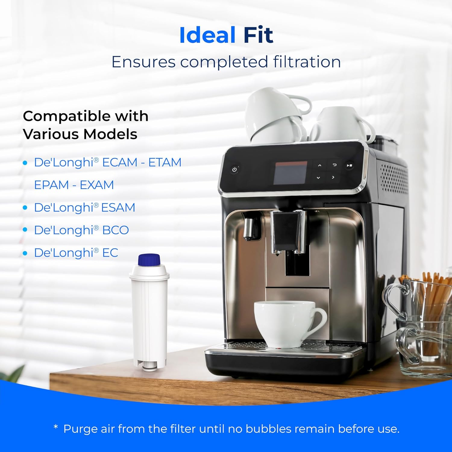 Filtre à Eau Waterdrop, Compatible avec Machine à Café DeLonghi ECAM, Eletta, Dinamica, DLSC002, Magnifica, ETAM Autentica et Divers Modèles Esam (Lot de 6 pièces)