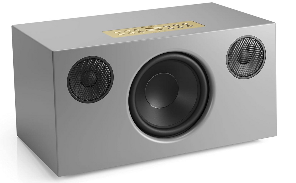 Audio Pro C10 MkII Gris Enceinte multiroom compacte sans fil Wi‑Fi AirPlay2 - Bluetooth, Google Cast et système multiroom Audio Pro, 6 Préréglages, Panneau frontal en tissu amovible