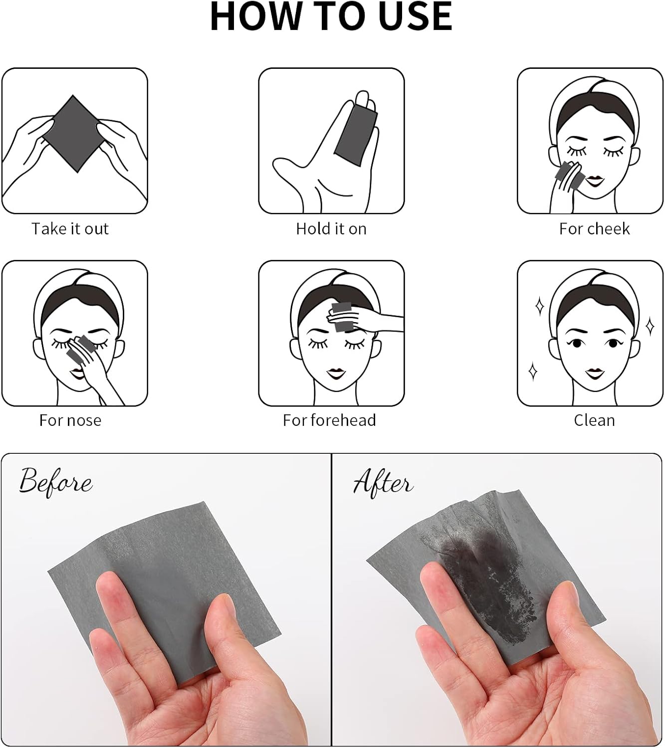 DUcare Feuilles absorbantes pour le sébum du visage, 100 feuilles