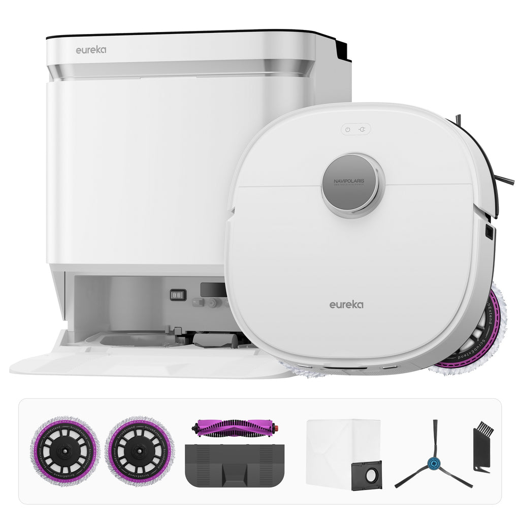 Eureka J15 Pro Ultra Aspirateur Robot avec Fonction Lavage, 16200 Pa, Technologie Anti-Emmêlement, Détection de Liquide & Levage de Brosse, Nettoyage à l'Eau Chaude 75 °C, Auto-Nettoyage