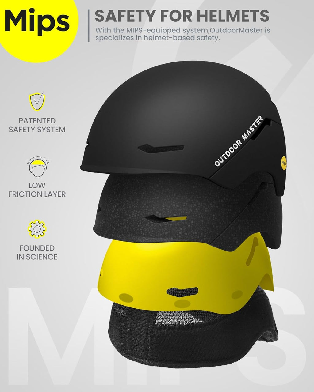 OutdoorMaster Casque de ski ELK MIPS, Casque de sports de neige, Noir M