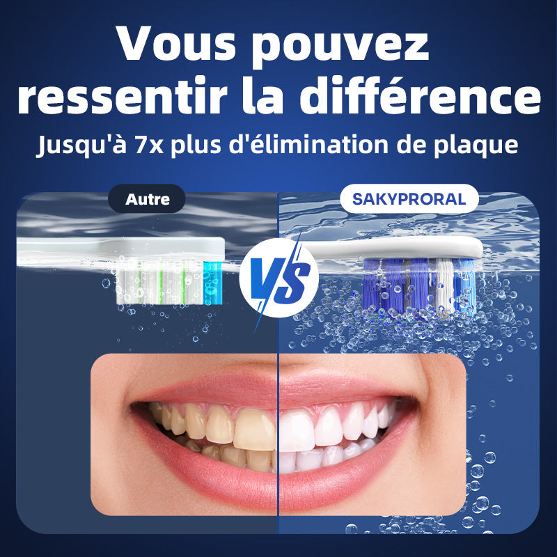 SAKYPRORAL G5S Brosse à dents électrique intelligente avec écran, minuterie et étui de rangement - Noir