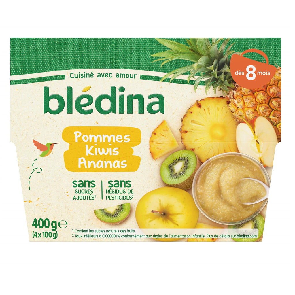 BLEDINA Pomme kiwi ananas 8M 4 x 100 g