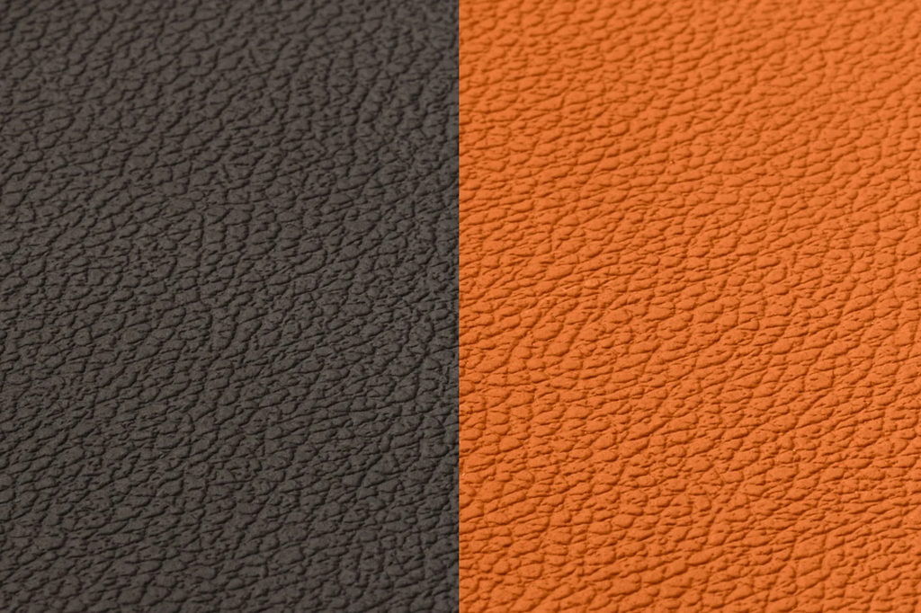 BJÖRN Lot de 6 sets de table rectangulaires réversibles en cuir recyclé - Orange et chocolat