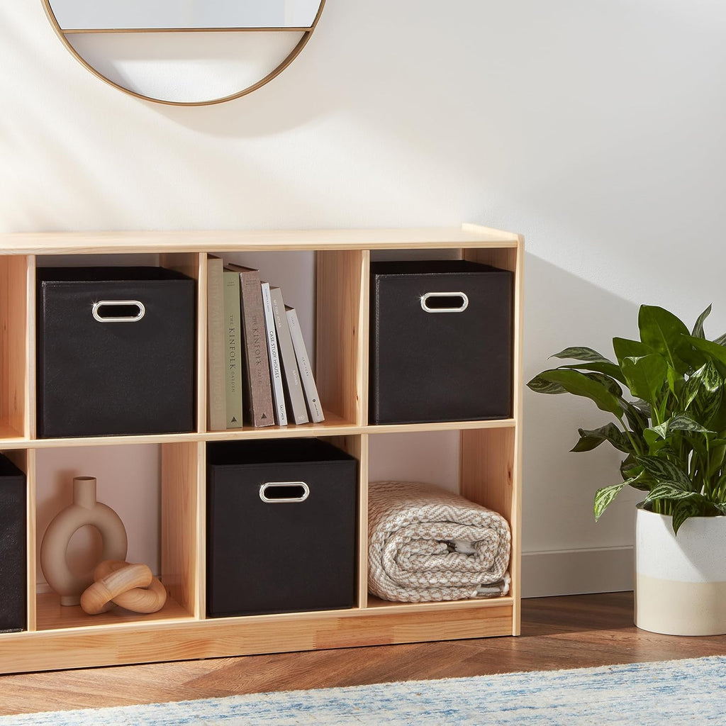 ANQI Lot de 6 boîtes de rangement cubes pliables noir - 26,5 x 26,5 x 28 cm