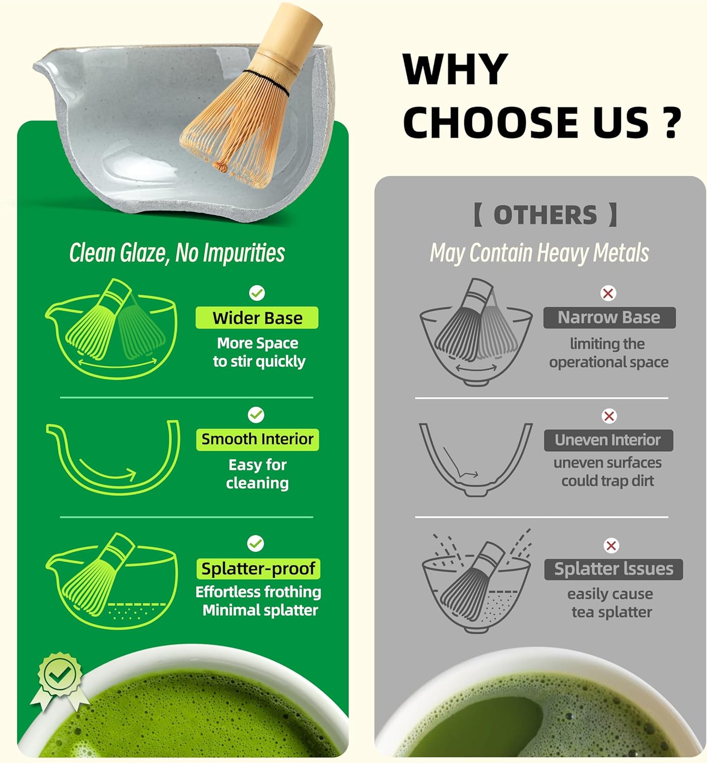 TEANAGOO Fouet à Matcha, Set Matcha en Céramique 9 Pièces, Kit Matcha pour Cérémonie, Set à Thé Matcha pour Préparer Petit-Déjeuner/Matcha Latte
