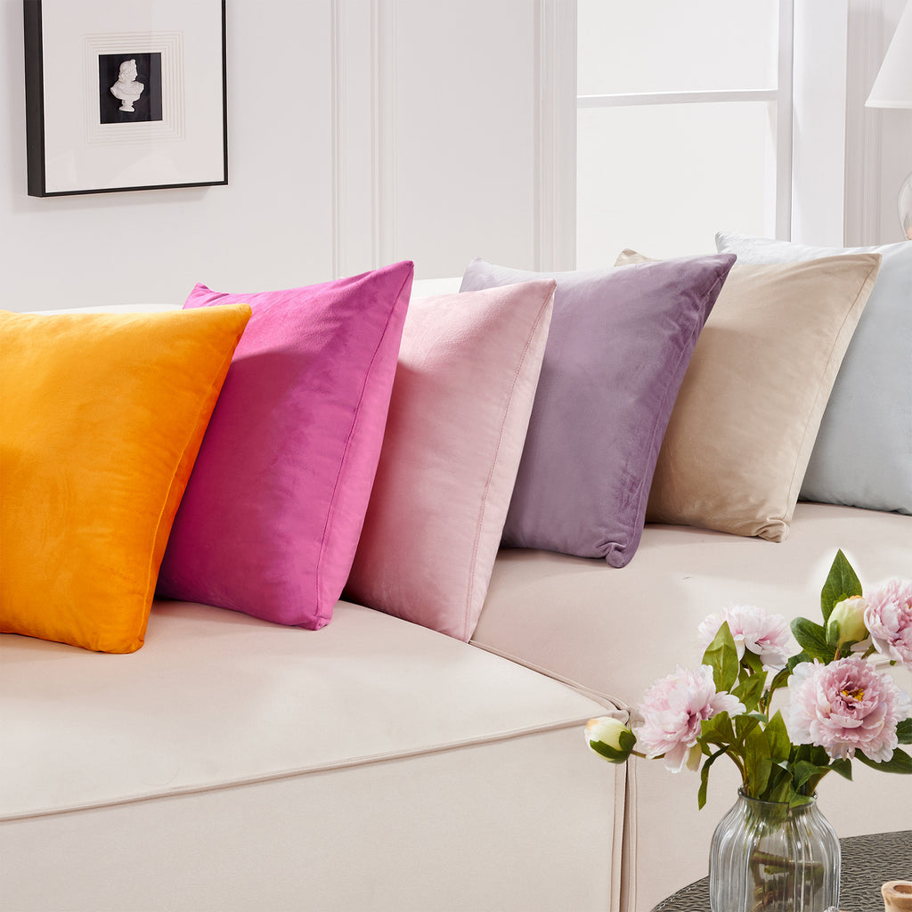 Deconovo housse de coussin en velours néerlandais, coloris rose, 50 x 50 cm, 1 pièce