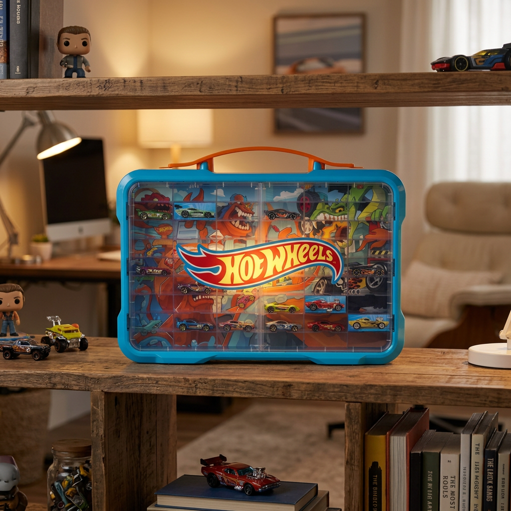 Theo Klein Hot Wheels Valise de Présentation 2408 avec Fonction Lumineuse pour 54 Voitures