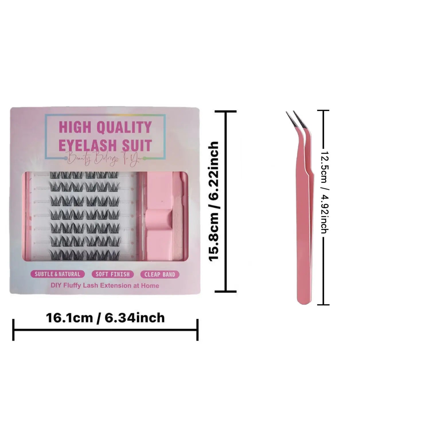 MeoMagic - Kit de faux-cils précollés avec pinces à épiler, 10 lignes - F52