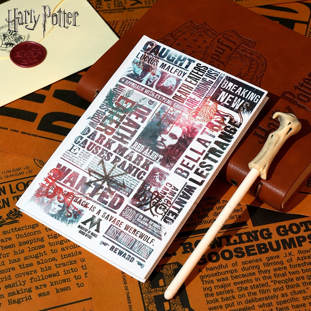 Warner Bros. Lot de 2 Carnets thème journal des forces du mal Harry Potter et Stylo baguette de Lord Voldemort Papeterie Wizarding World sous licence officielle Collection à thème exclusive Cadeau