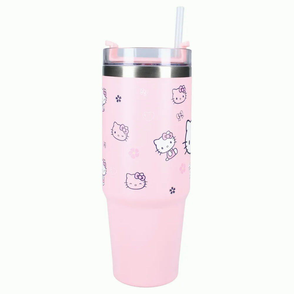 HELLO KITTY Bliss Mug de voyage XL - Acier inoxydable - 900 ml avec paille