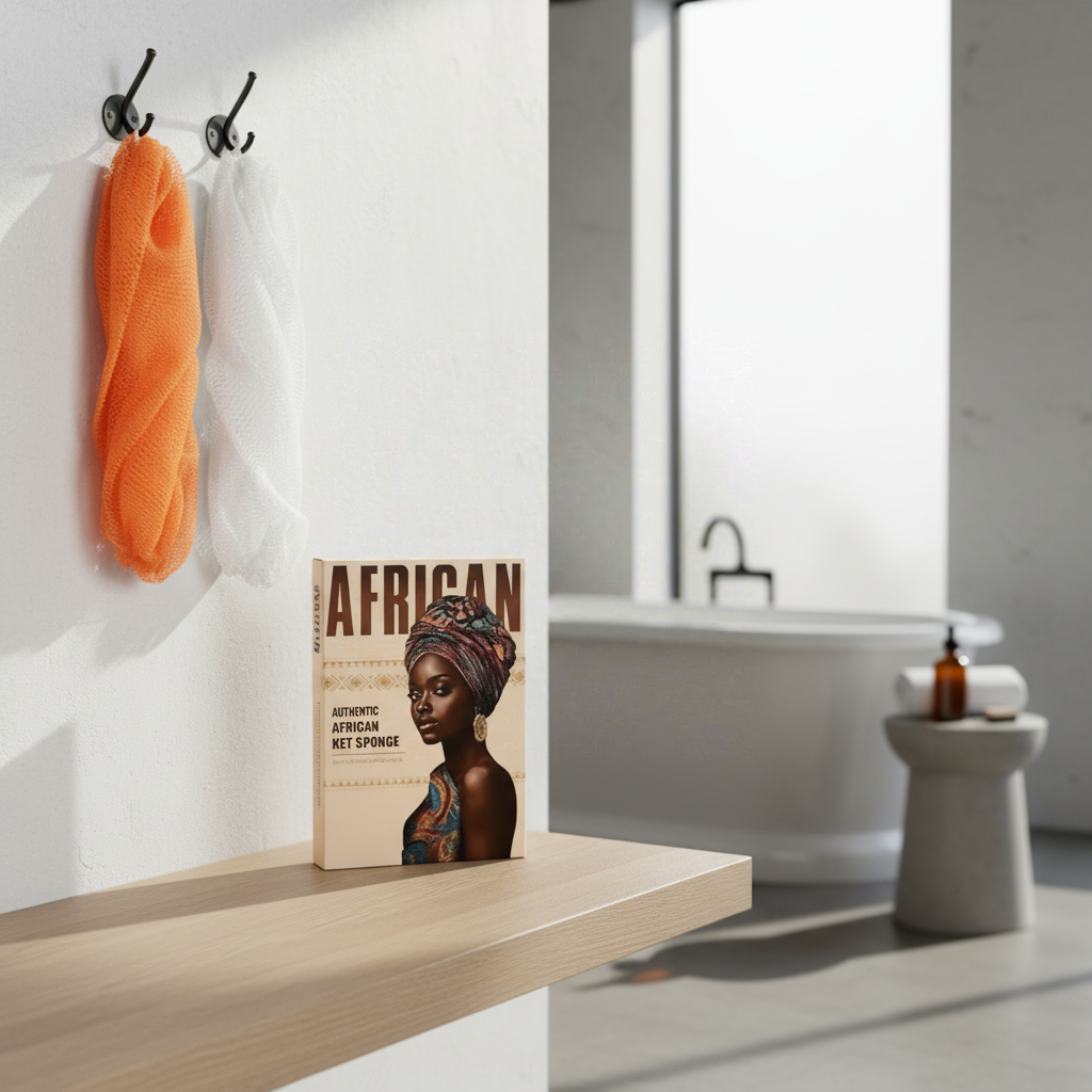 GÉNÉRIQUE - Kit d'éponge à filet africain orange avec cordon - 90 g
