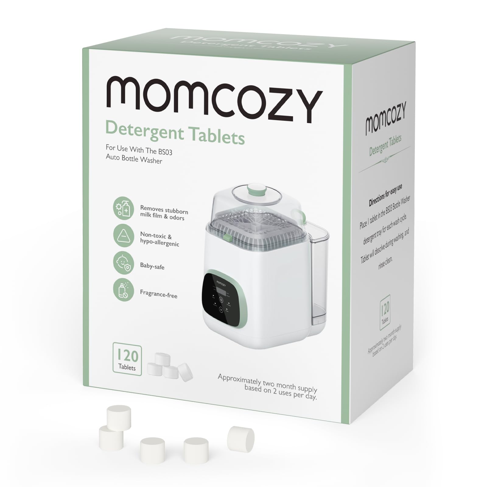 Momcozy Feuilles de lessive BS03-DT 120 feuilles, Pour marché européen