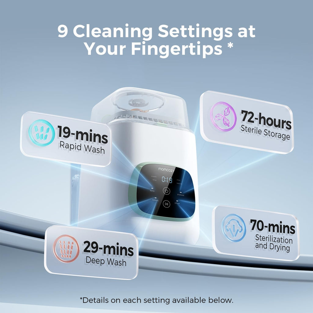 Momcozy KleanPal Pro Lave-biberons, stérilisateur et sèche-biberons tout-en-un, Machine de nettoyage automatique pour biberons et accessoires de tire-lait