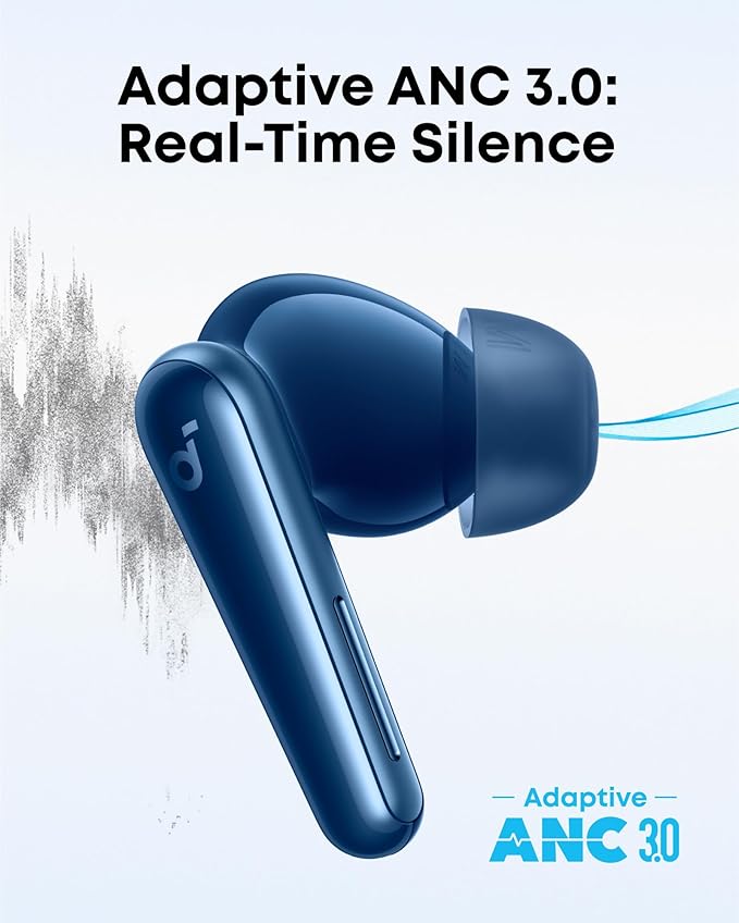 Soundcore Liberty 5, écouteurs sans fil à réduction de bruit, réduction vocale 2 x plus puissante, réduction de bruit adaptative en temps réel, charge rapide, audio Dolby, appels clairs 6 micros IA