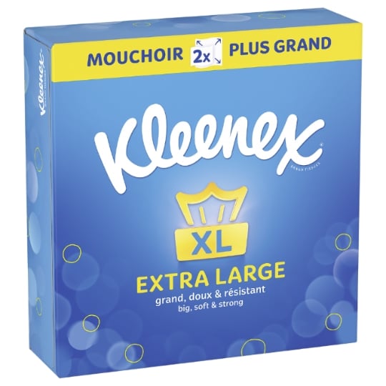 Kleenex Mouchoirs en Papier Extra Larges, Doux & Résistants, Boîte de 40 Mouchoirs