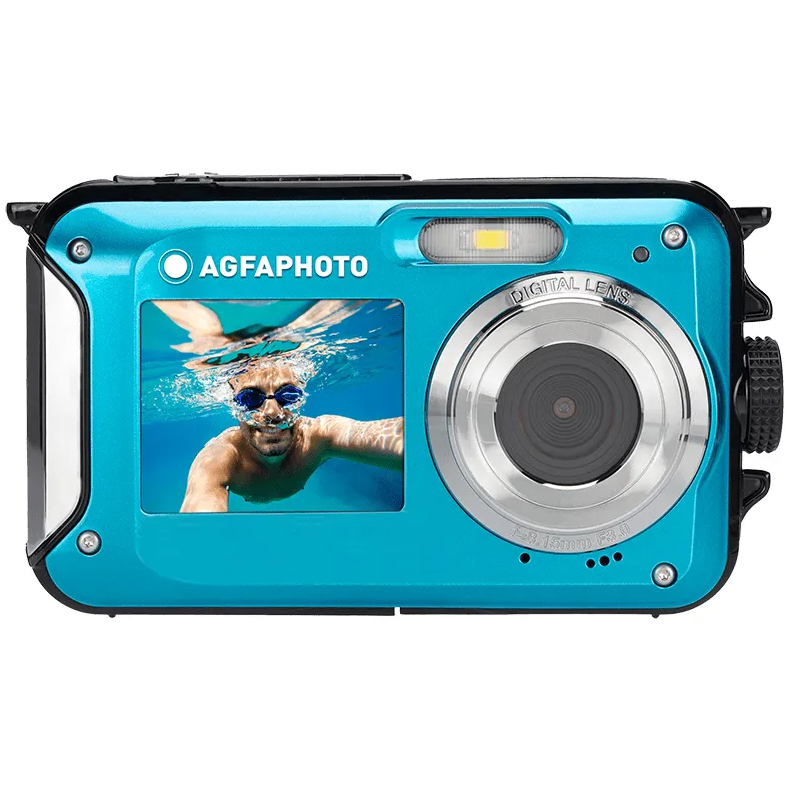 AGFAPHOTO Appareil photo numérique compact étanche 24 MP zoom numérique 16 x double écran - Bleu