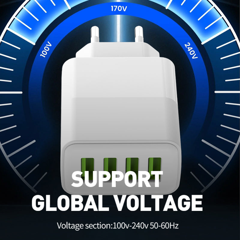 PAVAREAL K10EU Chargeur 4 USB 30 W (IC indépendant) prend en charge la charge d'iPhone, iPad, téléphone Samsung