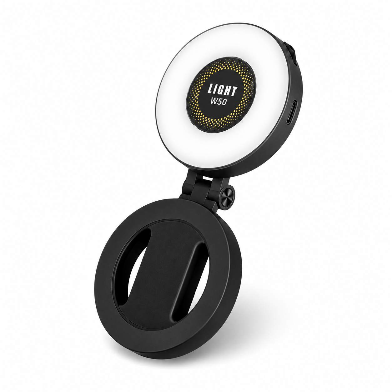 VoxorAI M28 Noir Éclairage d’appoint pour égoportraits, miroir avec fixation magnétique. Qualité IRC 95+, bande lumineuse LED 360° et miroir en un. Compatible avec iPhone/Android
