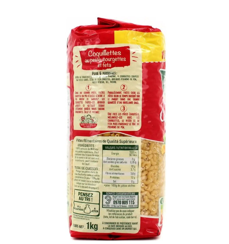 Panzani Pâtes Conchiglie en Paquet Cellophane, 1000 g
