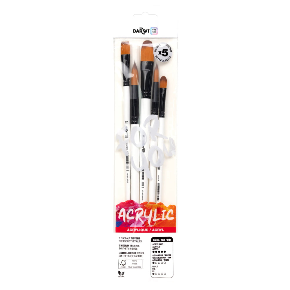 CLAIREFONTAINE DFY Set de 5 pinceaux moyens